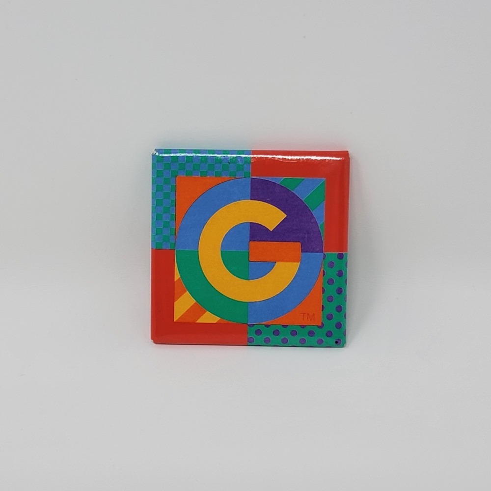 Rare! Colorful Vintage Gymboree Employee Logo Button Square Pin Kids Clothes